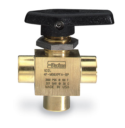 Parker three way ball valve brass 1 8 NPT F from Cole-Parmer