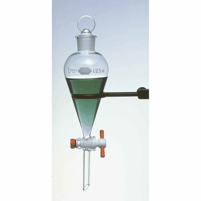 Kimble Separatory Funnel PTFE Stopcock 125 mL 4 cs from ColeParmer