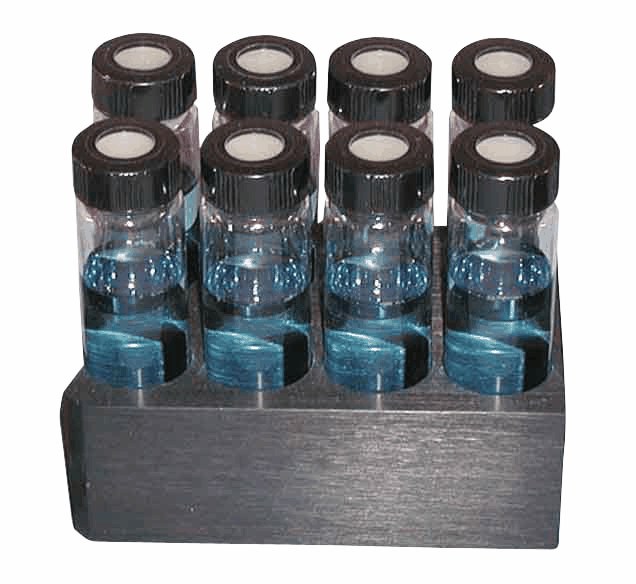 Heater Block 8 Holes holds EPA or Scintillation vials from ColeParmer
