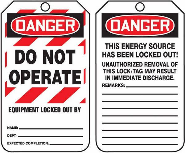 Lockout Tagout Tag Danger Do Not Operate Bilingual 3 4x3 1 16 Lam 25 Pk