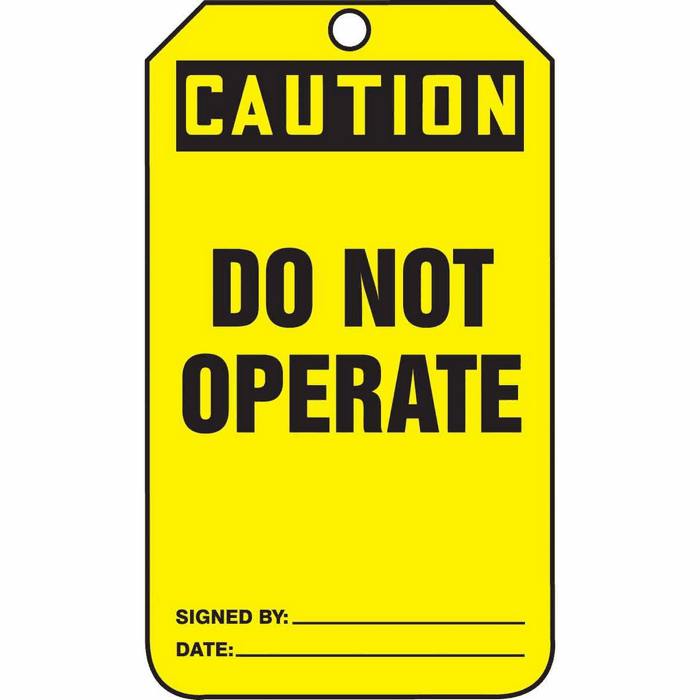 Tag Caution Do Not Operate Back B 5 7 8 X 3 3 8 RV Plastic From Cole-Parmer