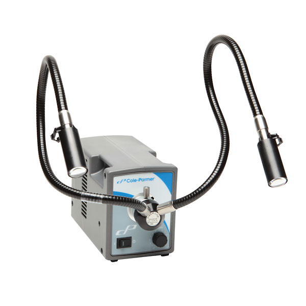 Cole Parmer LED Fiber Optic Illuminator w Dual Gooseneck 115 VAC Cord