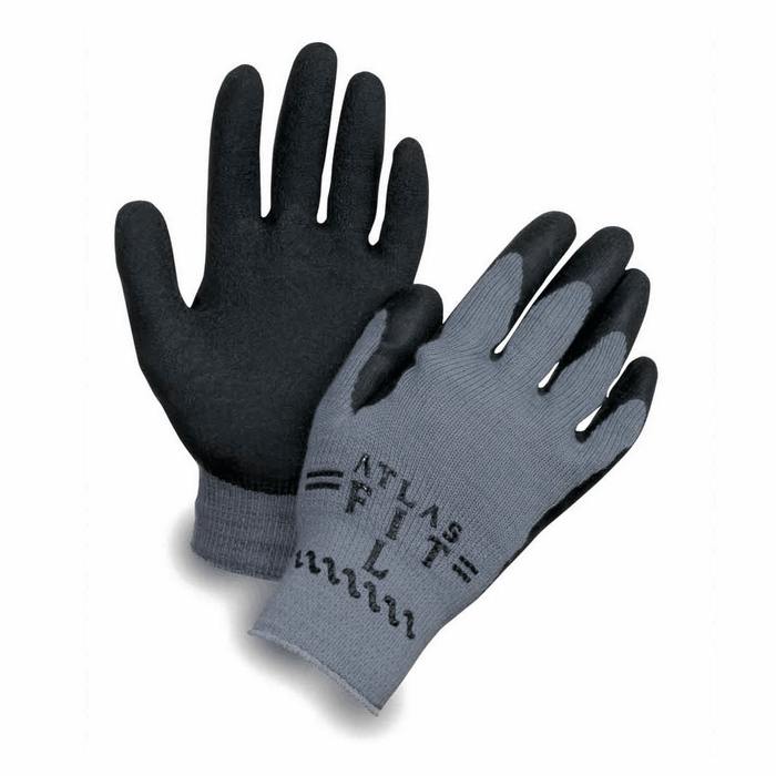 Atlas Fit Rubber Coated Cotton Poly Glove Black and Gray Sm from Cole