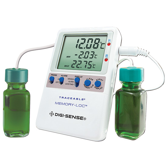 Digi Sense Calibrated Data Logging Thermometer Memory Loc 2 bottle