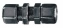 Compression fittings, Bulkhead unions; Black PP, 3/8" OD, 2-5/8" x 15/ (YO-06444-32)