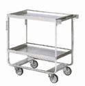 Representative photo only Heavy duty SS cart with guard rails 21 x 33 3 shelves 650 lb capacity