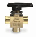 Parker three-way ball valve, brass, 1/8" NPT(F)