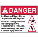 WZ-40400-01 Arc Flash and Shock Hazard Appropriate PPE Required label
