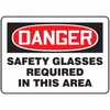 Safety Sign, Danger - Safety Glasses Required In This Area, 7" X 10", (MPPED04BVS)
