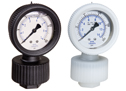 PVDF Pressure Gauge, PTFE diaphragm seal, 1/4" NPT(F); 0 to 160 psi