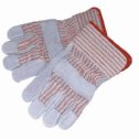 Economical Leather-Palm Work Gloves, gauntlet cuffs; one size fits all (7612)